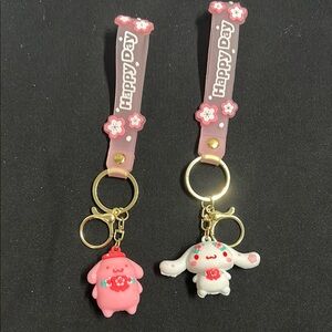 Cinnamoroll Sakura Keychain Sanrio and Anime Pompompurin keychain NEW